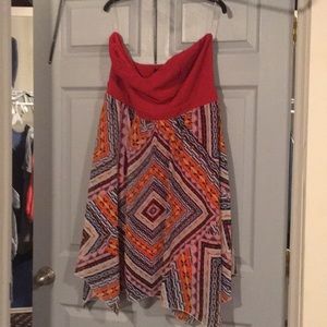 Tribal Print Strapless Dress